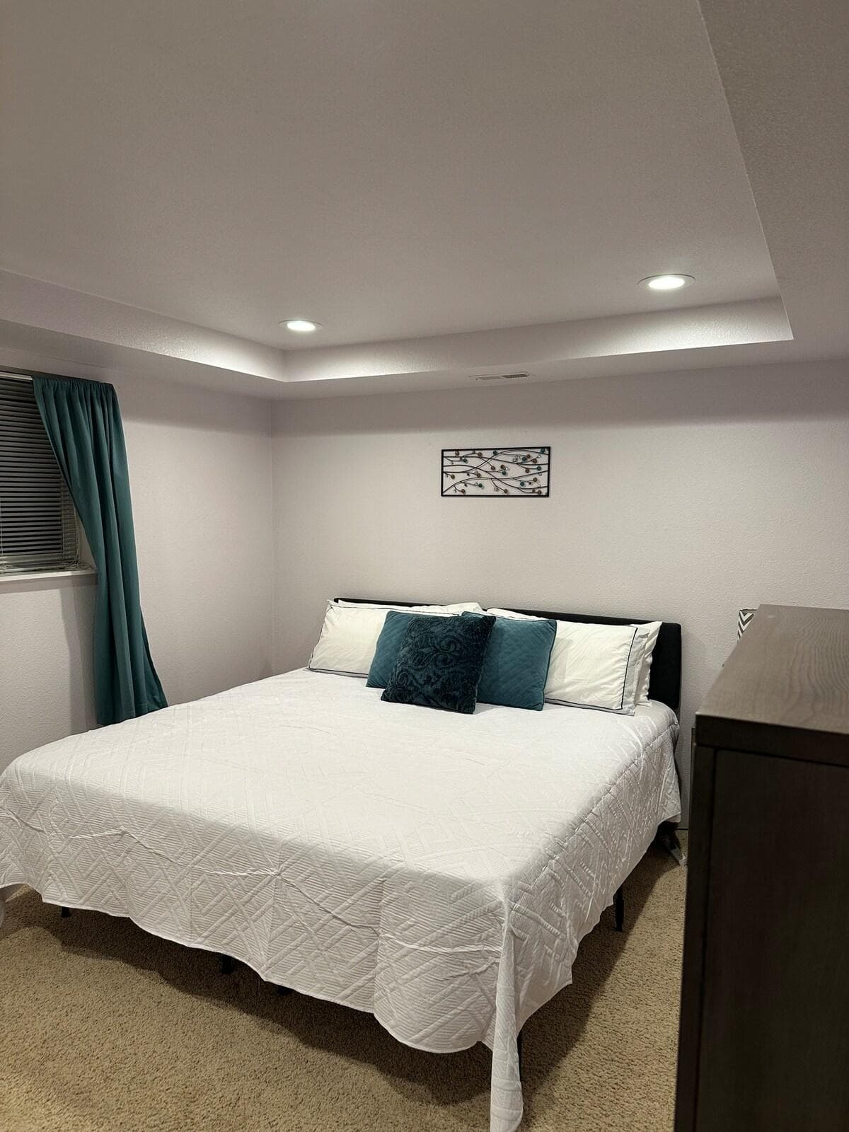 New King bed with comfortable brand new mattress.  